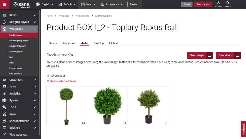 Product images - Delete multiple